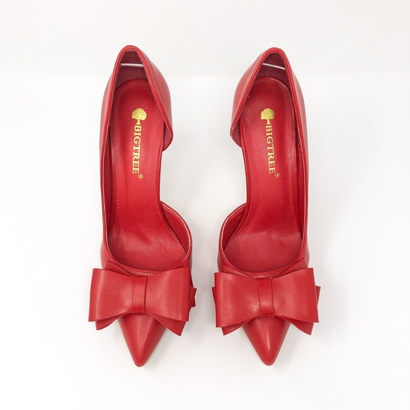 Red Bow Pointed Toe High Heels, Shoes, Stilettos - Picture 11 of 12